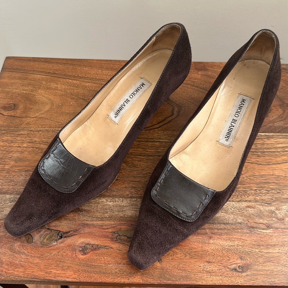 Manolo Blahnik Suede Brown  size 7.5 or 37.5